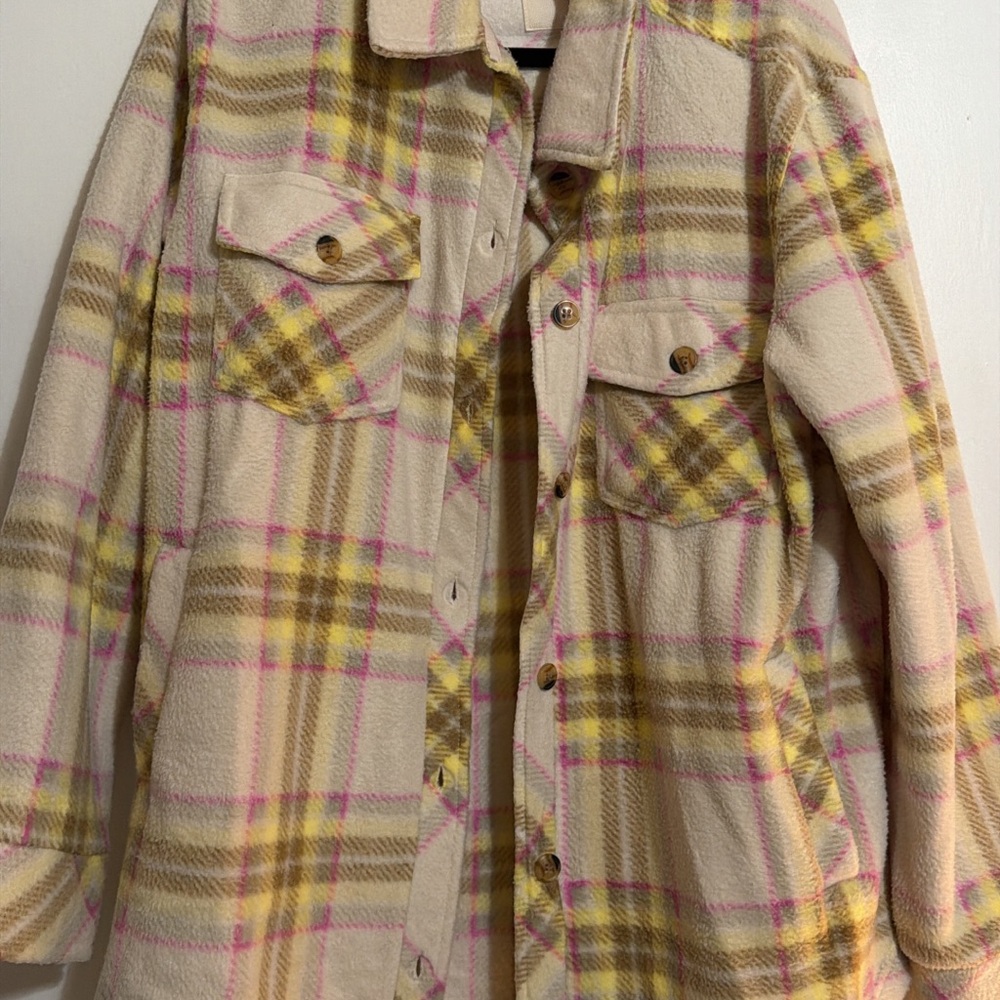Thread & Supply Plaid Utility Jacket in Cream and Yellow